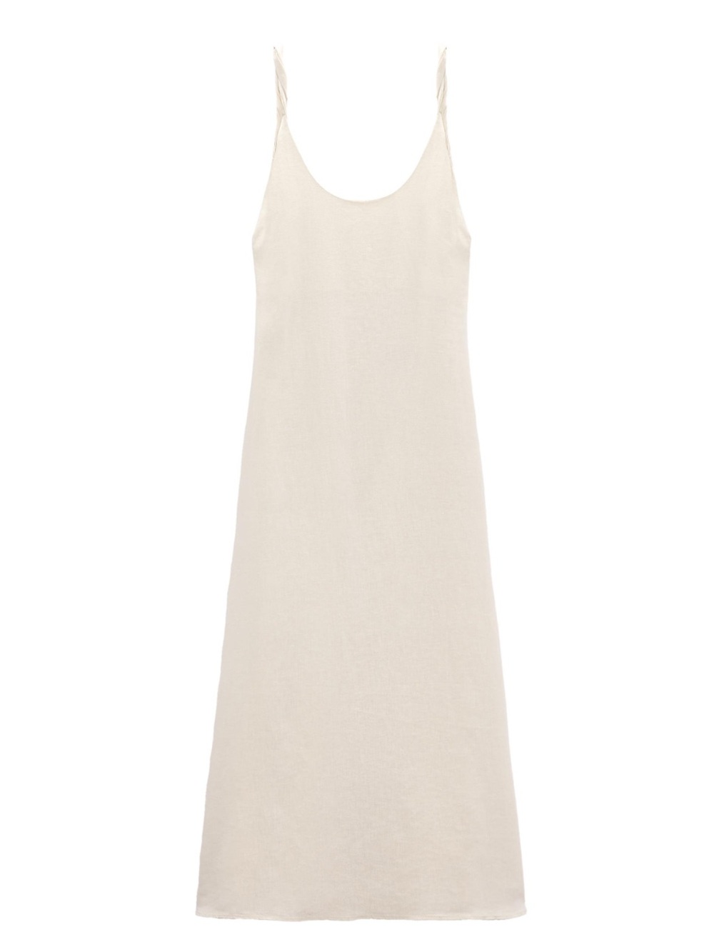 New Zara LINEN BLEND ecru MIDI DRESS L